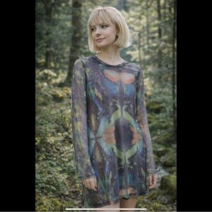 AKIRA Y2K Fairy Core Multi Colored Fall Mesh Dress